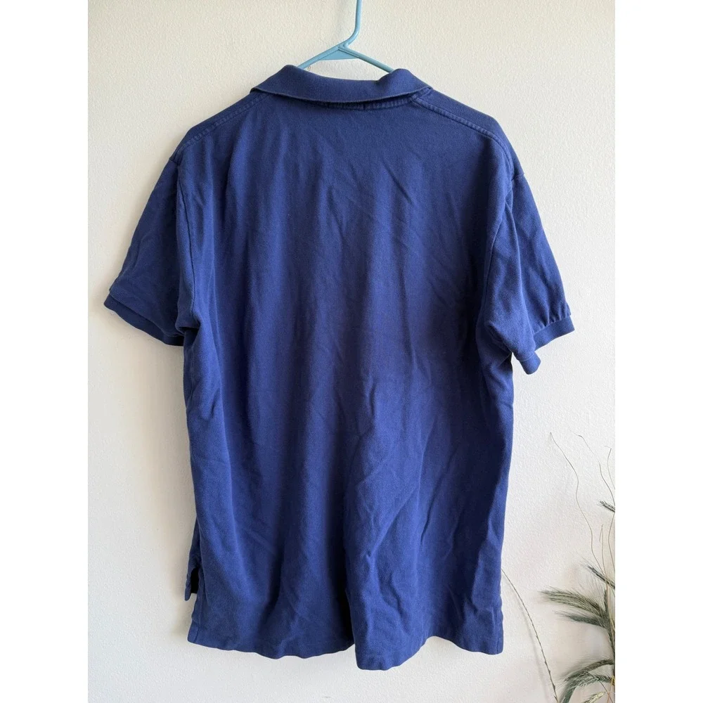 Polo Ralph Lauren Mens Royal Blue Short Sleeve Pique Polo Shirt Orange Pony L